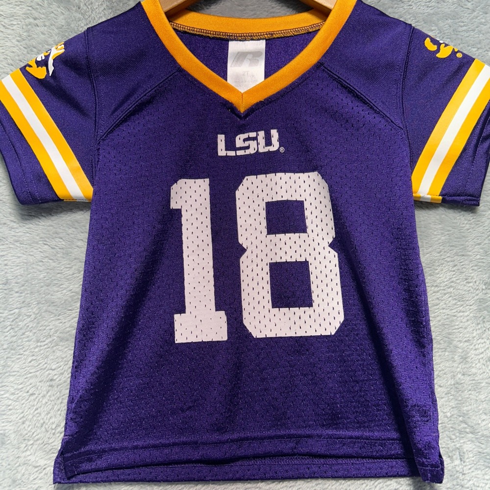 Russell Athletic LSU Tigers Football Jersey Toddler 2T Purple Gold Number 18